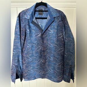 KLAUSS BOEHLER Mens Size Medium Blue Paisley Long Sleeve Button Down Dre…